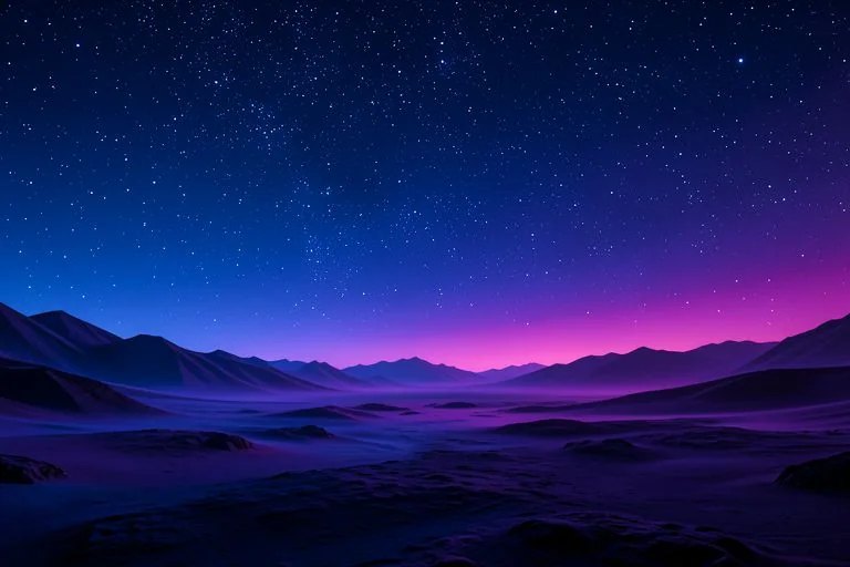 A vivid blue and violet starry landscape